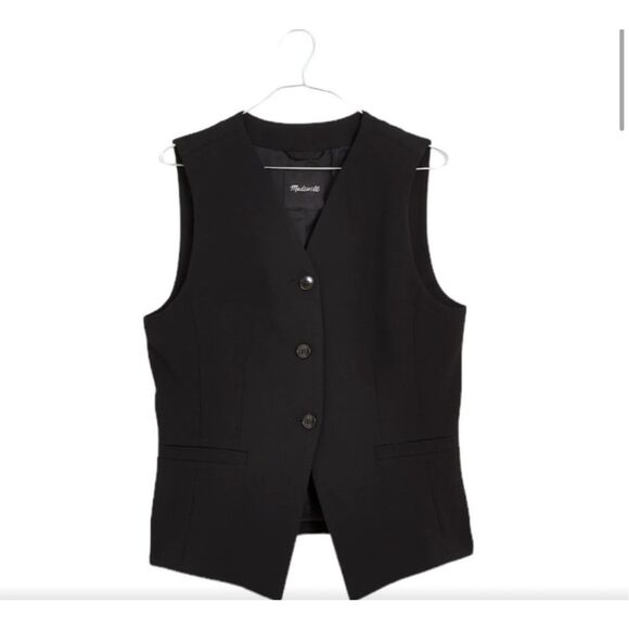 $128 NWT Madewell Cutaway long Button-Front Vest size 0 m4 - Picture 1 of 6
